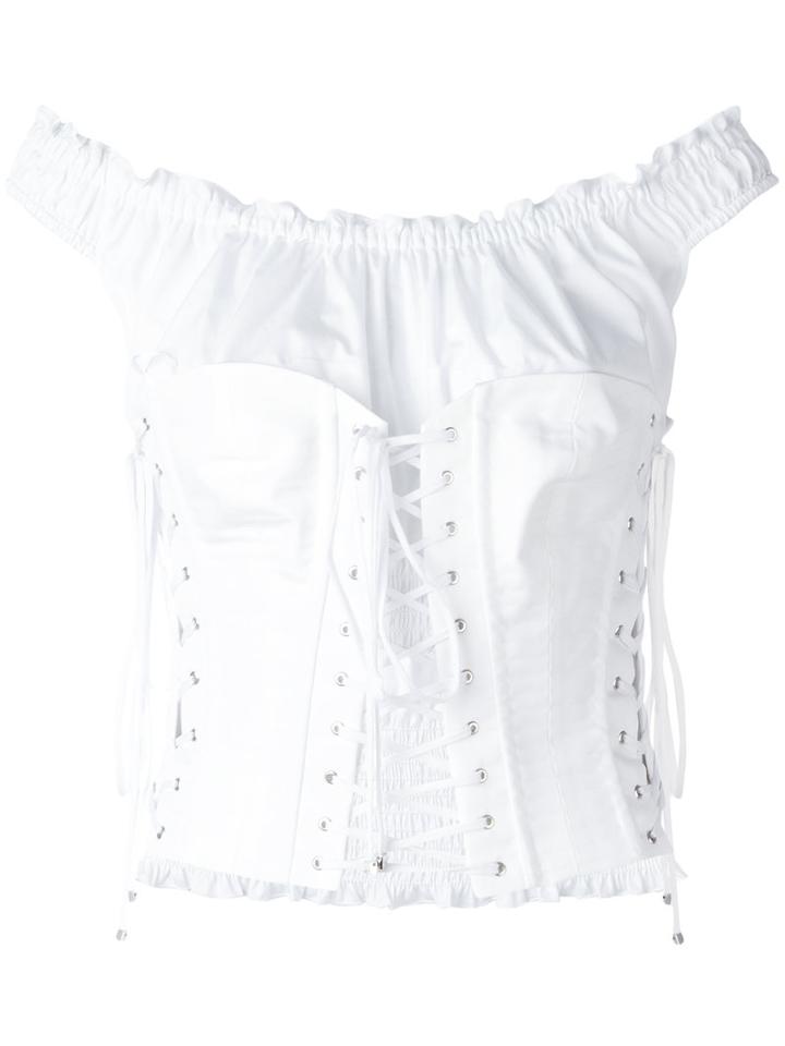 Dolce & Gabbana Corsetry Blouse, Women's, Size: 42, White, Cotton