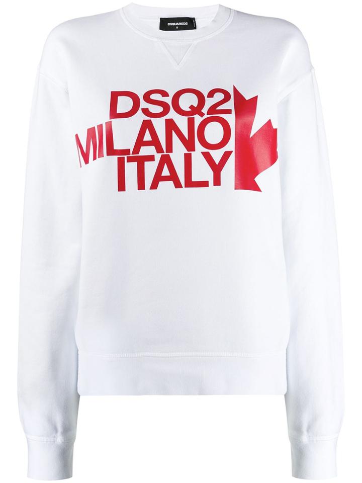 Dsquared2 Logo Print Crewneck Sweatshirt - White