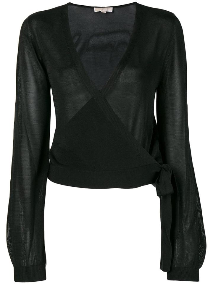 Michael Michael Kors Wrap Long-sleeve Sweater - Black