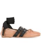 Miu Miu Ankle Strap Buckled Ballerinas - Pink & Purple