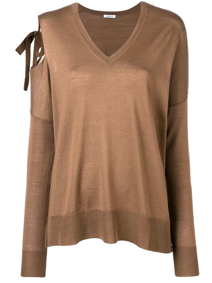 P.a.r.o.s.h. Cut-out Shoulder Jumper - Brown