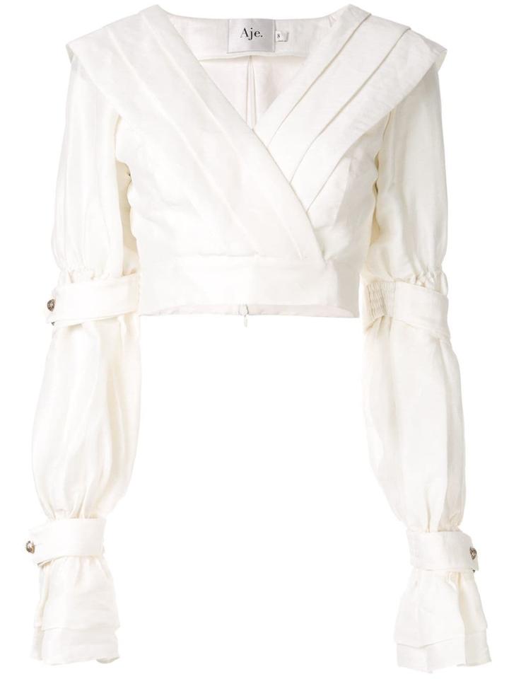 Aje Whelan Pleated Cropped Blouse - White