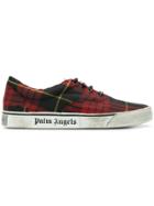 Palm Angels Distressed Plaid Low-top Sneakers - Red