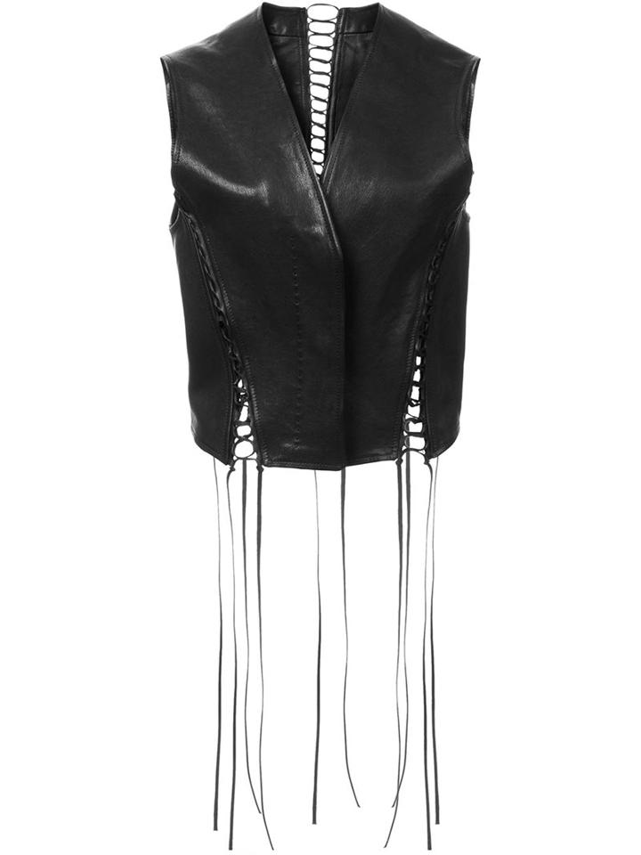 Haider Ackermann Laced Seam Waistcoat, Women's, Size: 36, Black, Leather