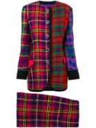 Versace Vintage Tartan Boucle Skirt Suit - Multicolour