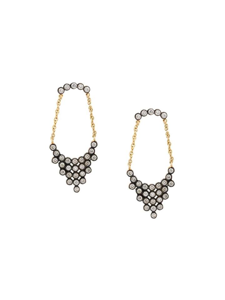 Yannis Sergakis Diamond And Chain Drop Earrings - Metallic