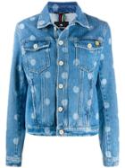 Ps Paul Smith Dotted Print Denim Jacket - Blue