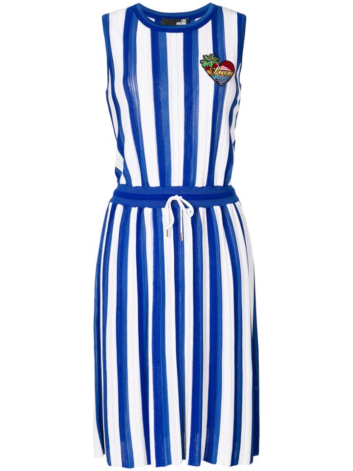 Love Moschino Striped Flared Dress - White