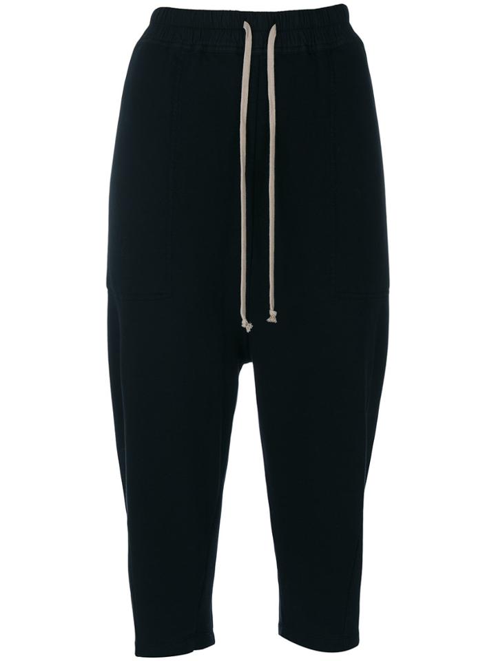 Rick Owens Drkshdw Drop-crotch Cropped Trousers - Black