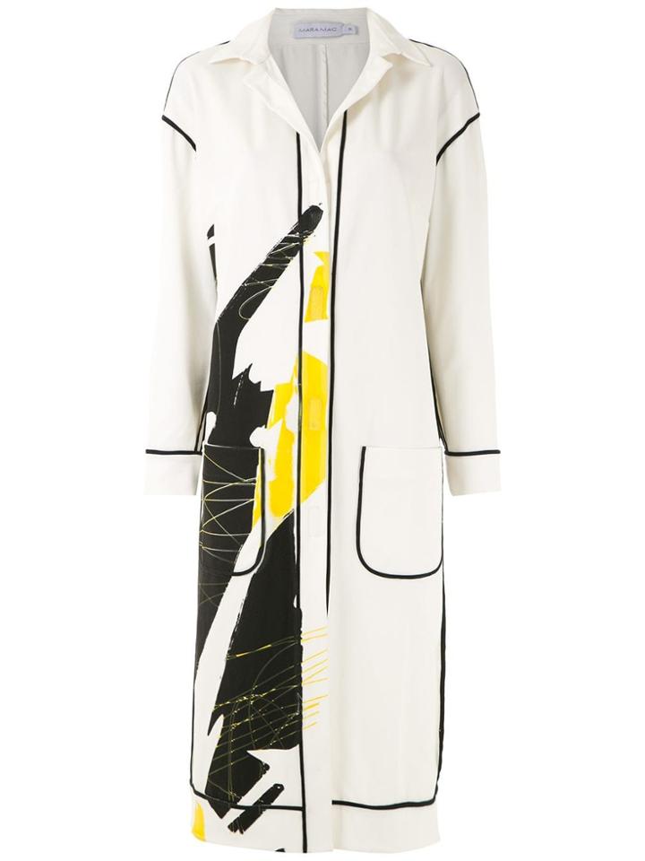 Mara Mac Printed Overcoat - White