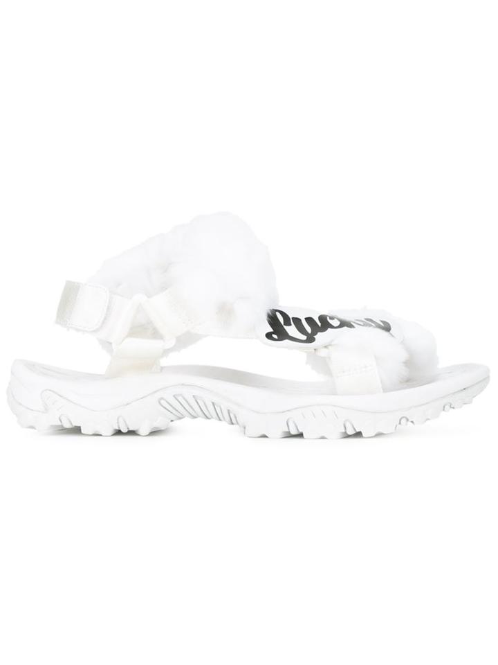 Miharayasuhiro Rabbit Fur Detail Sandals