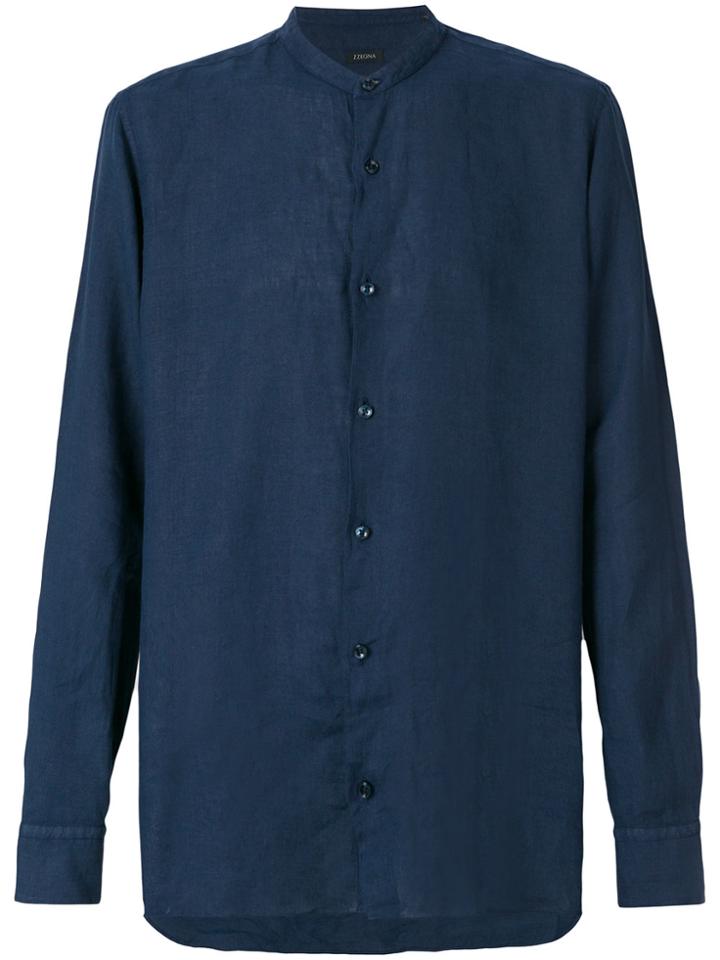 Z Zegna Band Collar Shirt - Blue