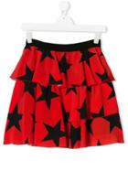 Msgm Kids Teen Stars Print Skirt - Red