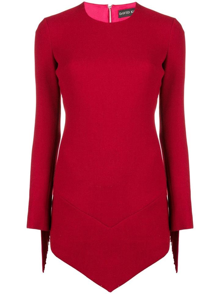 David Koma Asymmetric Fringed Dress - Red
