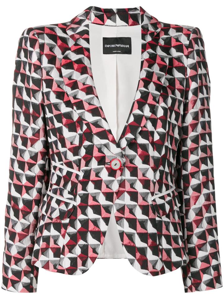 Emporio Armani Printed Fitted Jacket - Red