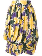Versace Vintage 1980's Floral Print Balloon Skirt - Yellow