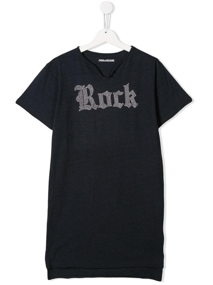 Zadig & Voltaire Kids Studded Rock Jersey Dress - Blue