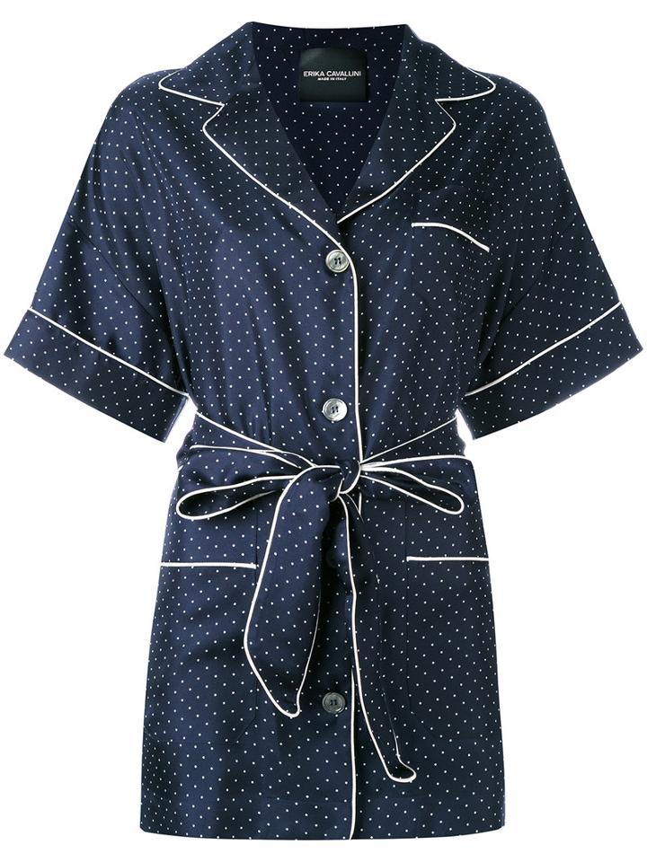 Erika Cavallini - Polka Dot Shirt - Women - Silk - 42, Blue, Silk
