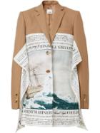 Burberry Mariner Print Scarf Detail Wool Blend Tailored Jacket - Brown