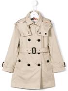 Burberry Kids Hooded Trenchcoat, Girl's, Size: 12 Yrs, Nude/neutrals