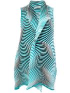 Issey Miyake Wave Stripe Long-line Waistcoat Jacket - Multicolour