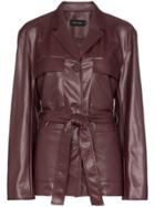 Low Classic Belted Faux Leather Jacket - Red