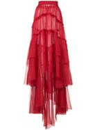 Patbo Fiesta Ruffled Tulle Maxi Skirt - Red