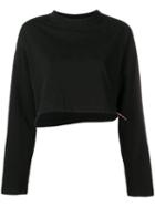 Unravel Project Cropped Drawstring Sweatshirt - Black