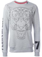 Plein Sport Tiger Print Sweatshirt, Men's, Size: Xl, Grey, Cotton