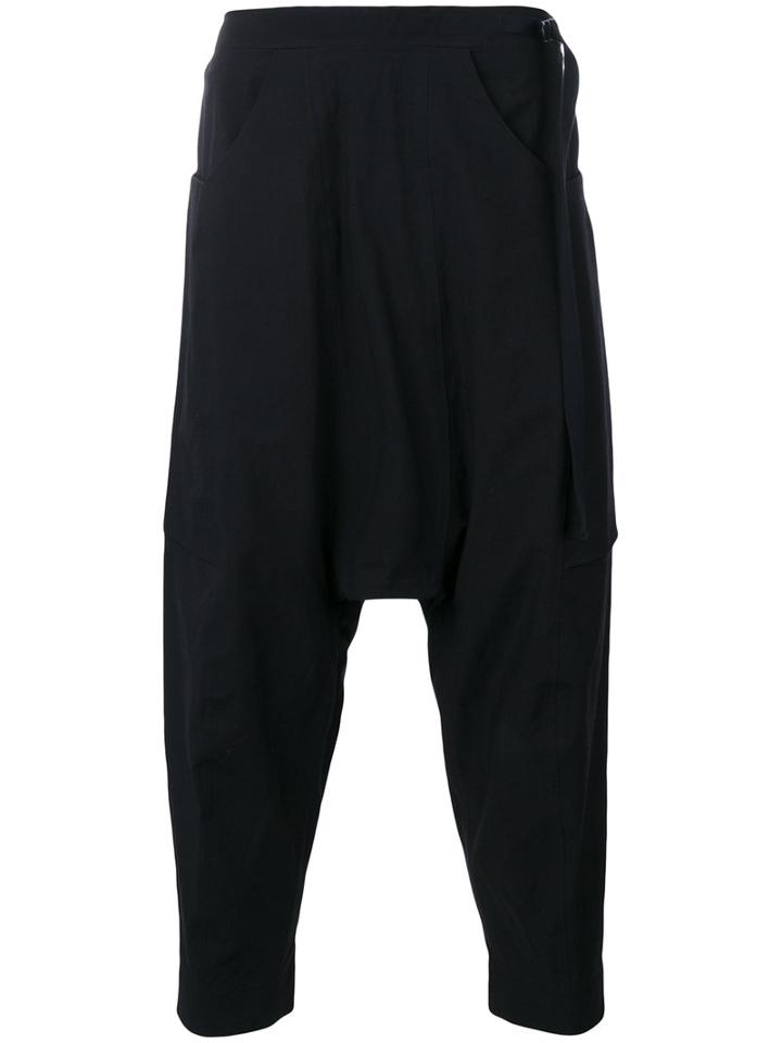 The Viridi-anne - Cropped Drop Crotch Trousers - Men - Cotton/nylon - 3, Black, Cotton/nylon