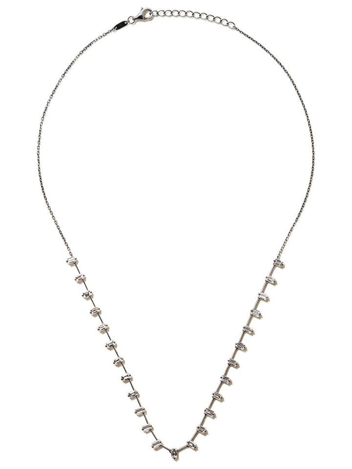 As29 18kt Black Gold 25 Baguette Diamond Round Necklace
