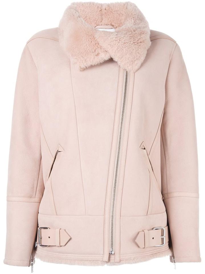 Iro 'barrett' Biker Jacket, Women's, Size: 36, Pink/purple, Sheep Skin/shearling