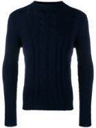 Tagliatore Mock Neck Cable Knit Sweater - Blue