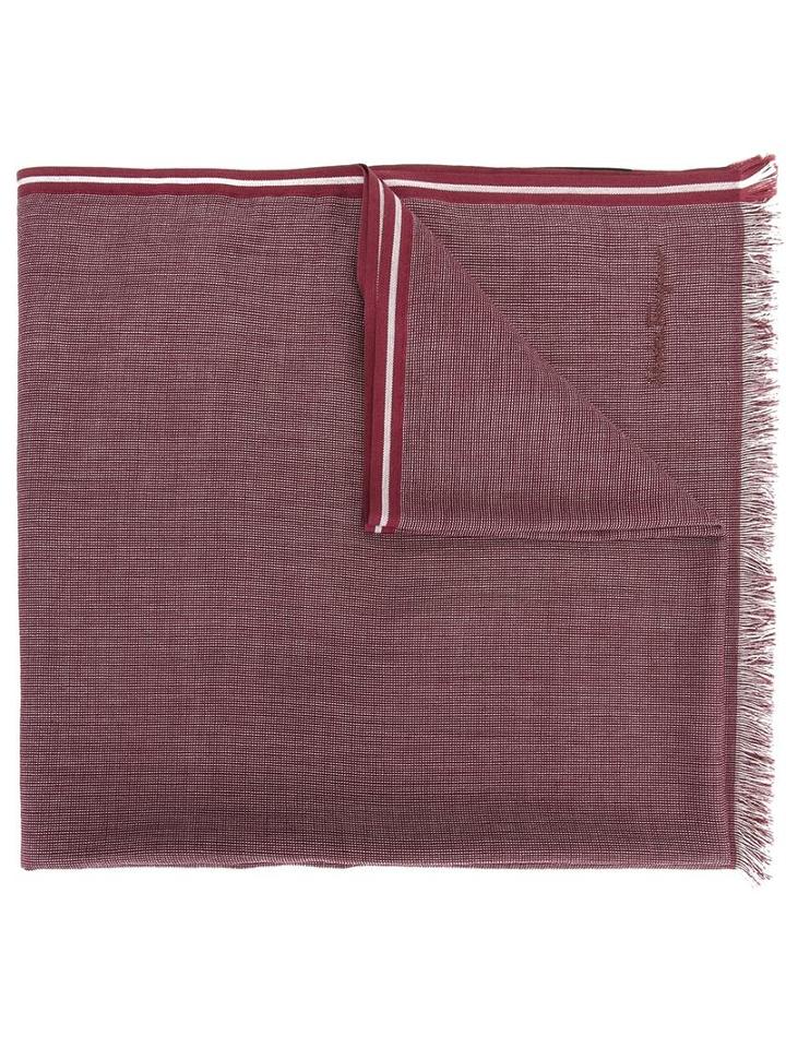 Salvatore Ferragamo Patterned Striped Trim Scarf, Men's, Cotton