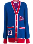 Off-white College Style Oversized Cardigan - Blue