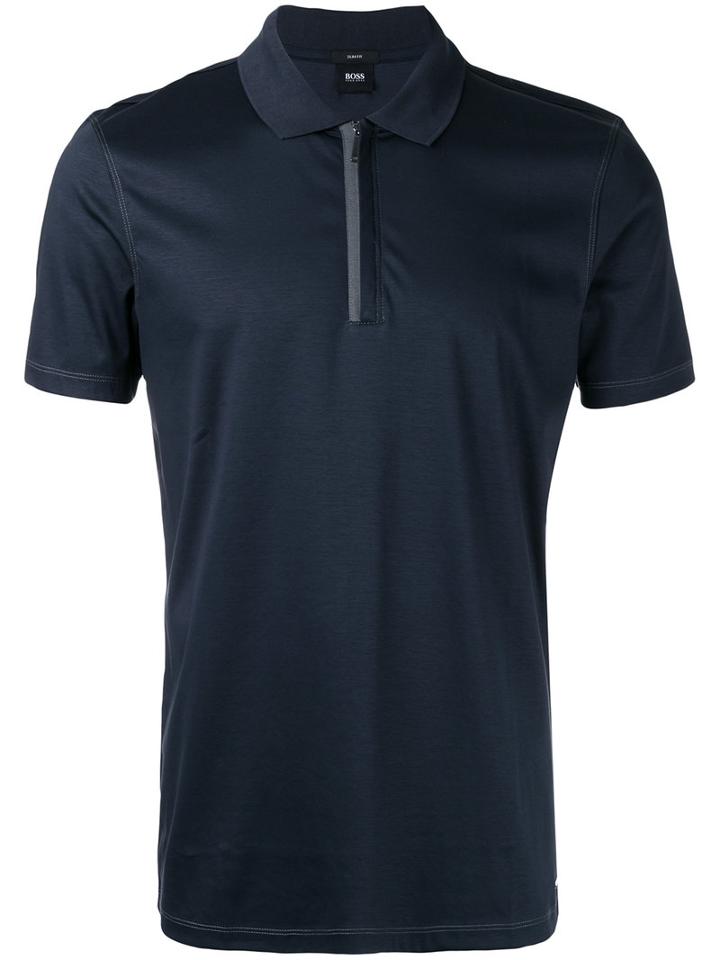 Boss Hugo Boss Zipped Polo Shirt, Men's, Size: Xl, Blue, Cotton