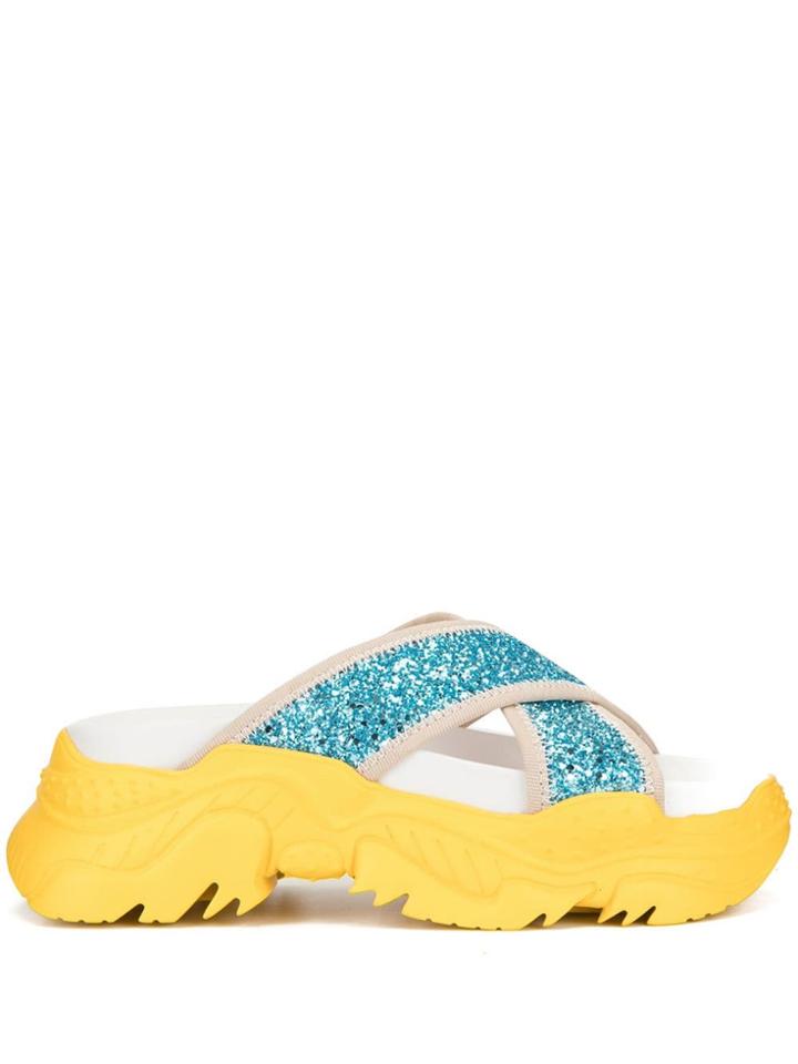 No21 Contrast Open-toe Slides - Yellow