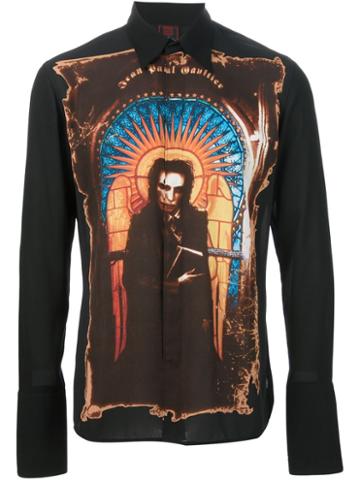 Jean Paul Gaultier Vintage Saint Jean Paul Print Shirt, Men's, Size: 48, Black