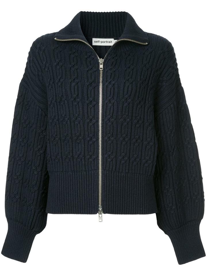 Self-portrait Zipped Cardigan - Blue