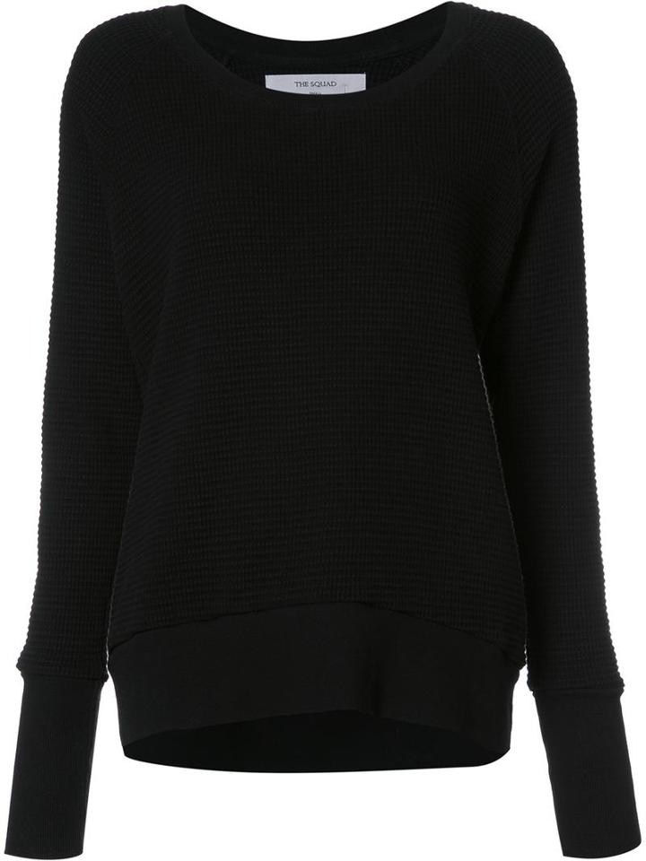 The Squad Waffle Effect Thermal Sweatshirt, Women's, Size: Small, Black, Cotton
