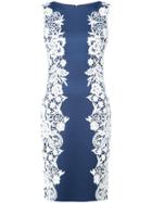 Tadashi Shoji Floral Embroidered Fitted Dress - Blue