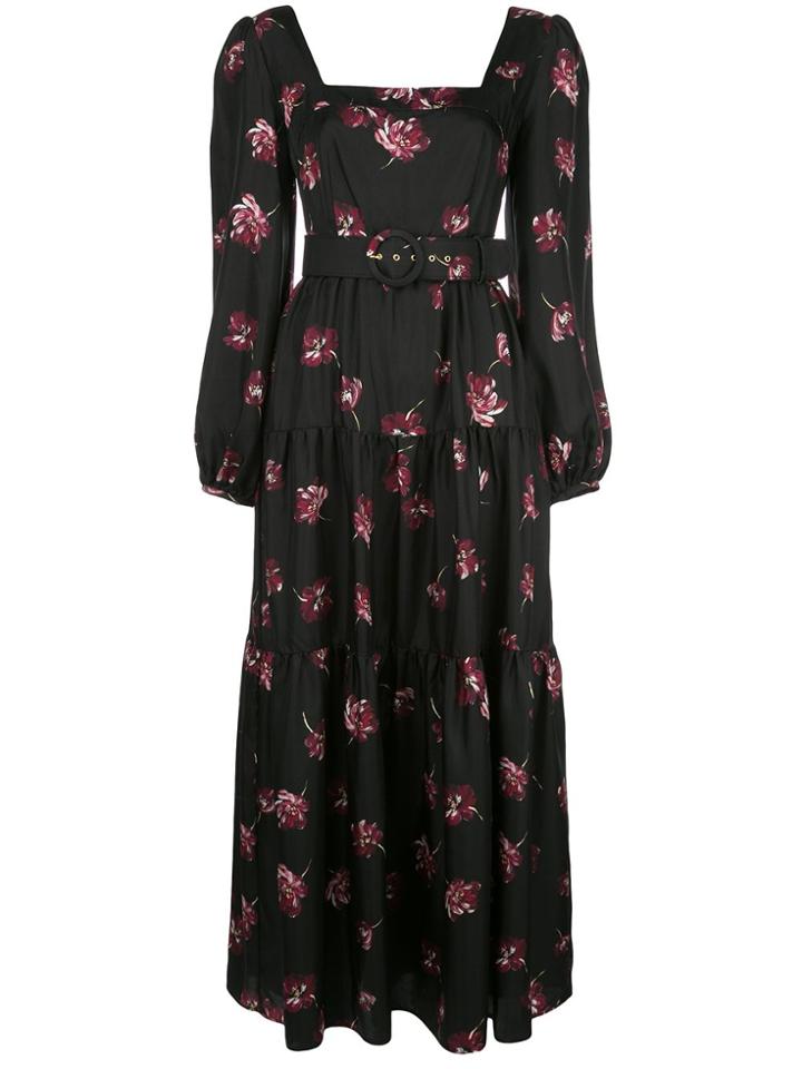 Nicholas Floral Print Belted Dress - Black