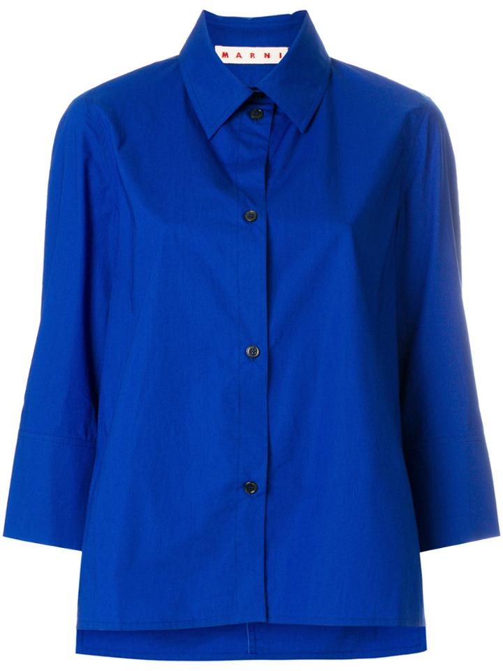 Marni Cropped Poplin Shirt - Blue
