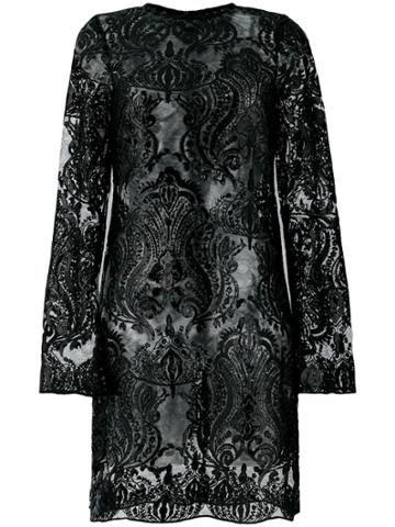 Iil7 Sequin Appliqué Short Dress - Black
