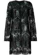 Iil7 Sequin Appliqué Short Dress - Black