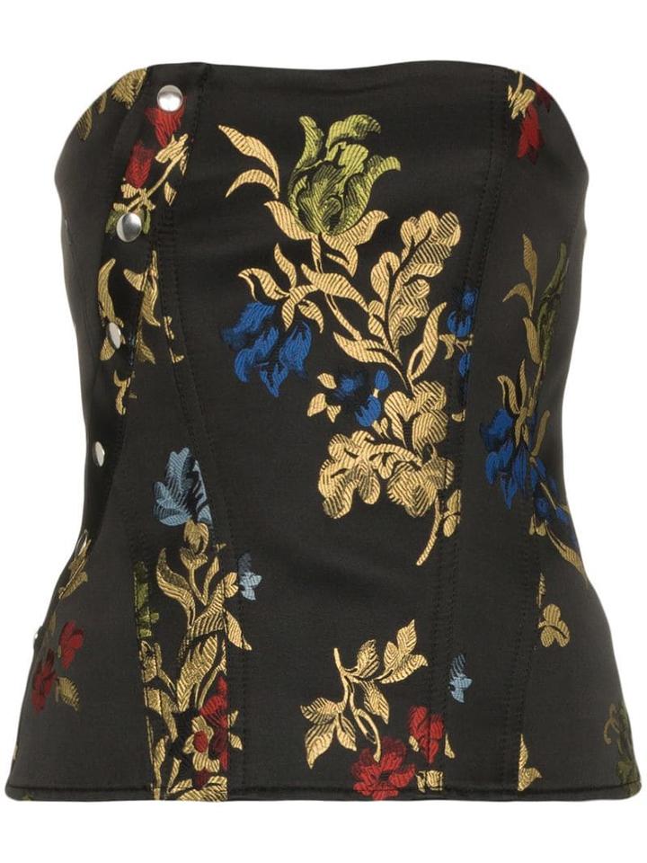 Marques'almeida Floral Embroidered Corset Top - Black