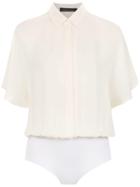 Andrea Marques Silk Shirt Bodysuit - White