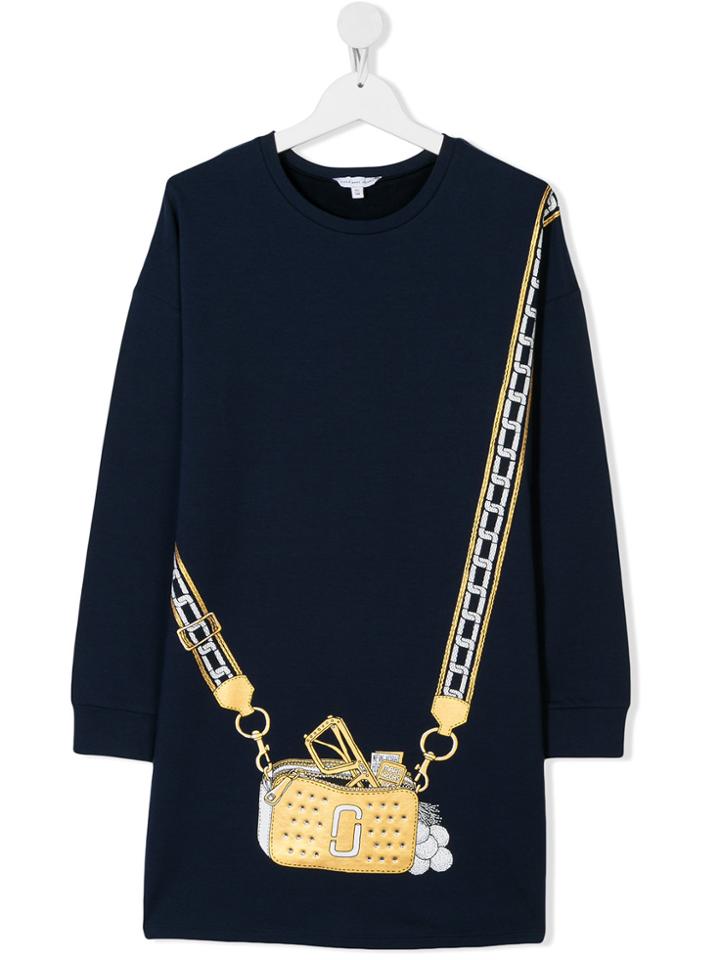 Little Marc Jacobs Trompe L'oeil Crossbody Sweatshirt Dress - Blue