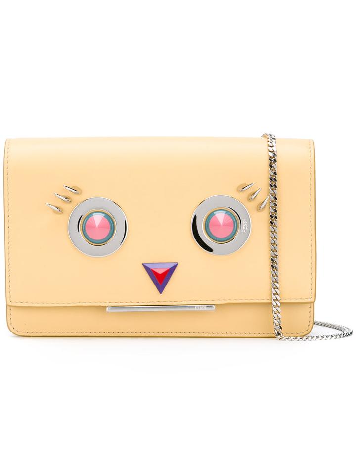 Fendi Embellished Shoulder Bag, Women's, Yellow/orange, Lamb Skin/acrylic/metal