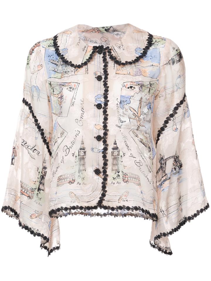 Anna Sui Mementos Of London Top - Pink & Purple